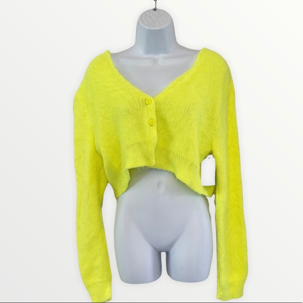 Abound Bright Highlighter Cropped Two Button Sweater